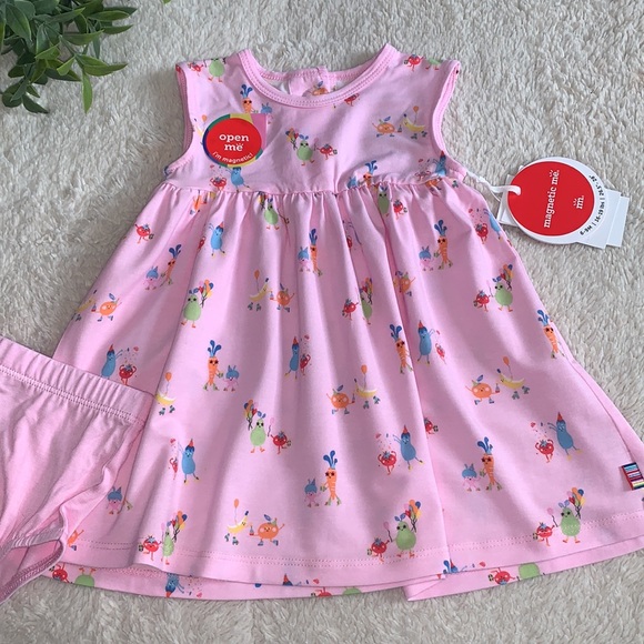 Magnetic Me Other - NWT Magnetic Me Turnip the Beet Modal Baby Dress + Diaper Cover 6-9M